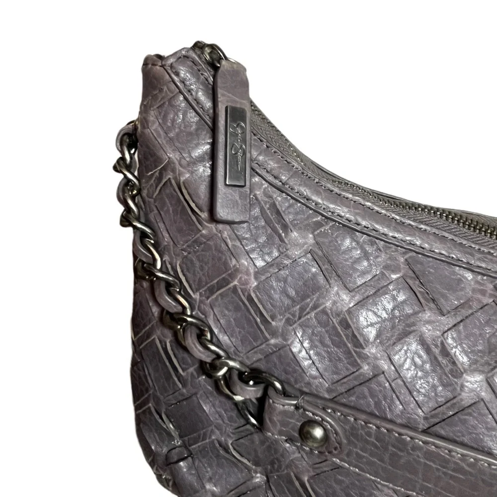 JESSICA SIMPSON Taupe Grey Woven Bag Purse - Picture 4 of 9